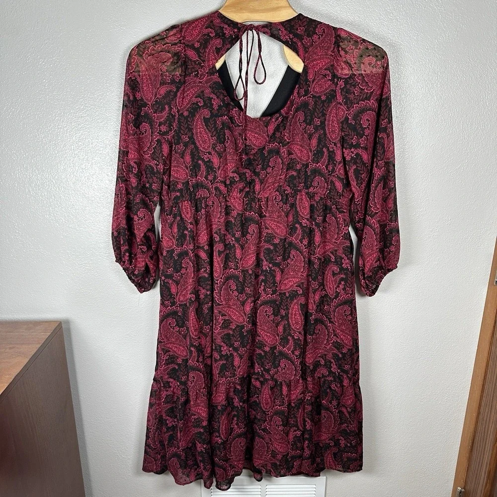 TORRID Tea Length Clip Dot Open Back A-Line Midi Dress Paisley Black Pink Sz 3X - Picture 5 of 9